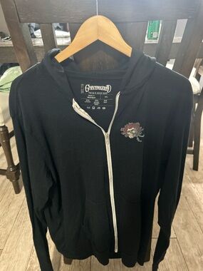 Grateful Dead Black Zip-Up thin Hoodie with Skull Detail